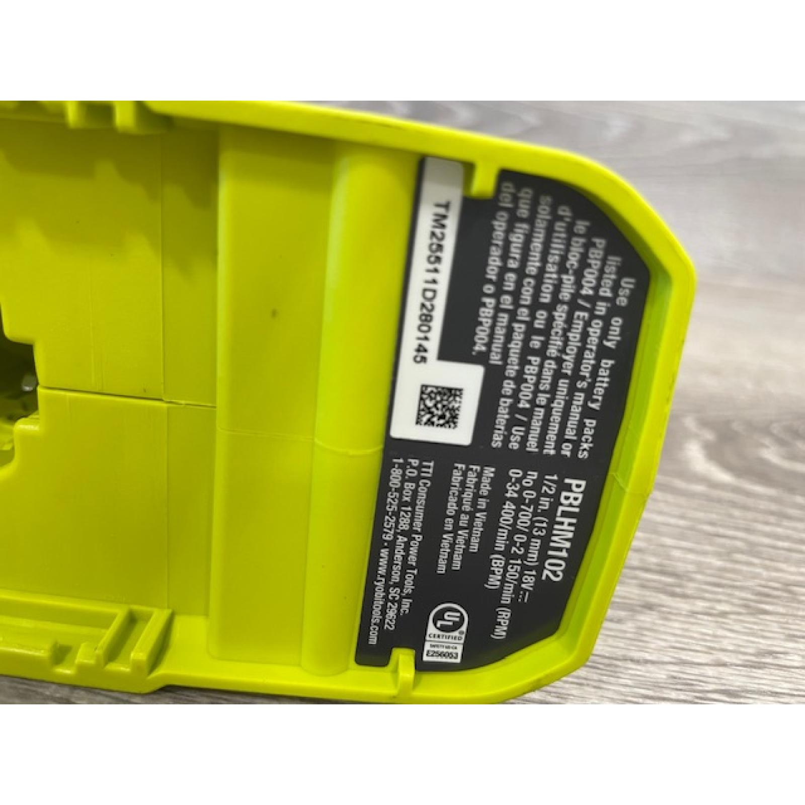 AS-IS ONE+ HP 18V Brushless Cordless 1/2 in. Hammer Drill Kit 4.0 Ah HIGH PERFORMANCE Battery  Charger  and Bag