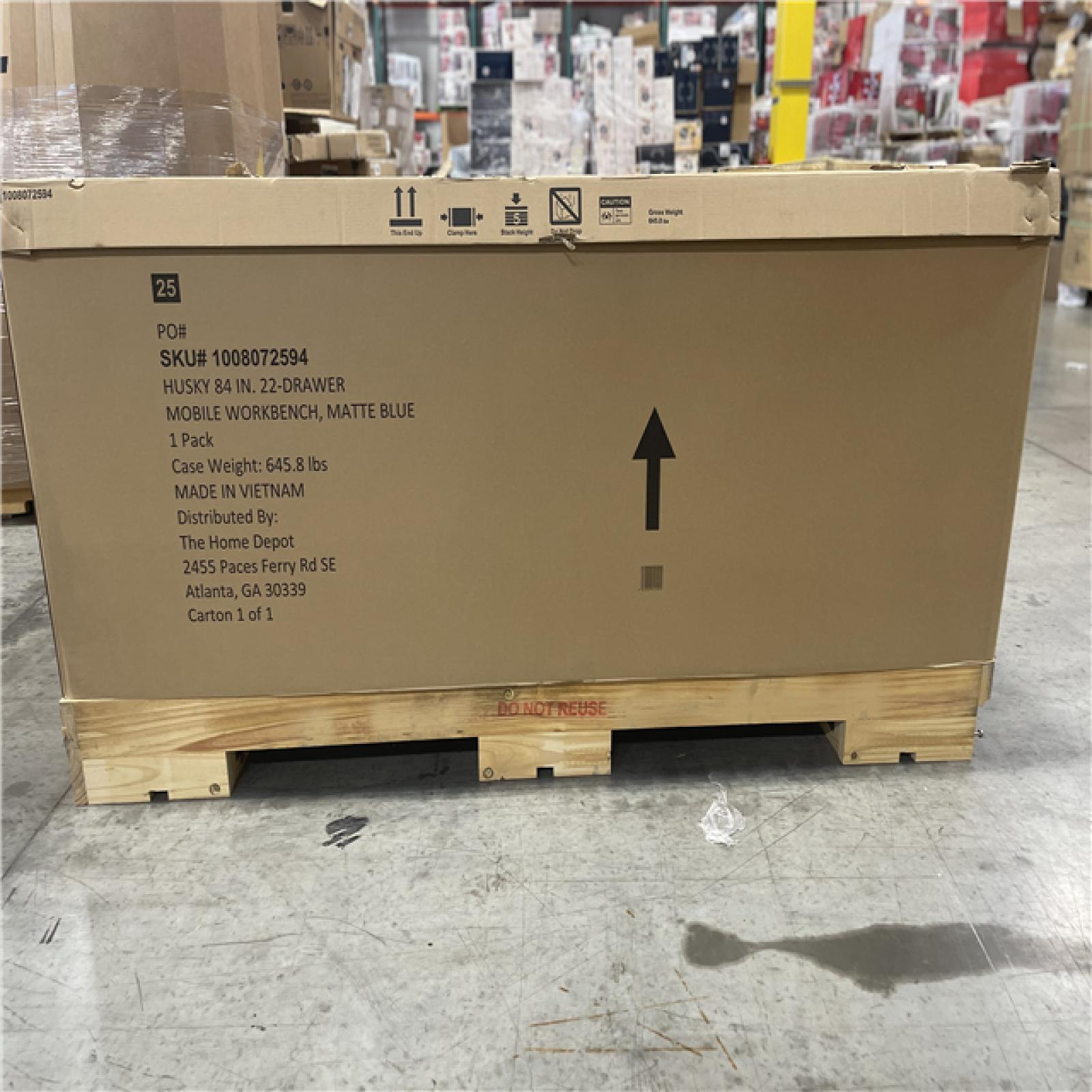 DALLAS LOCATION - Husky Tool Storage Heavy Duty 84 in. W x 24 in. D Matte Blue Mobile Workbench Cabinet