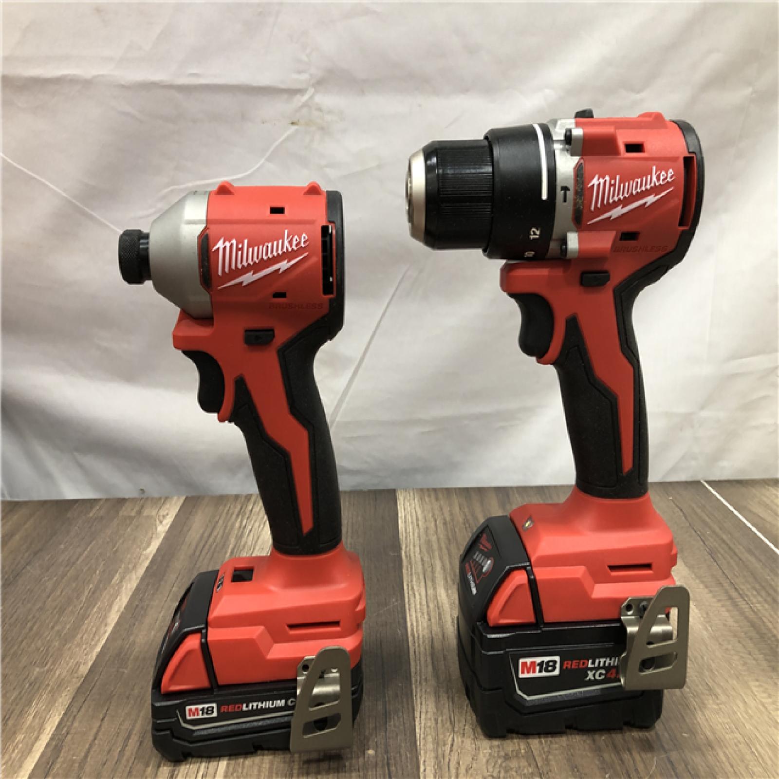 AS-IS Milwaukee 18-Volt Lithium-Ion Brushless Cordless Compact Hammer Drill/Impact Combo Kit