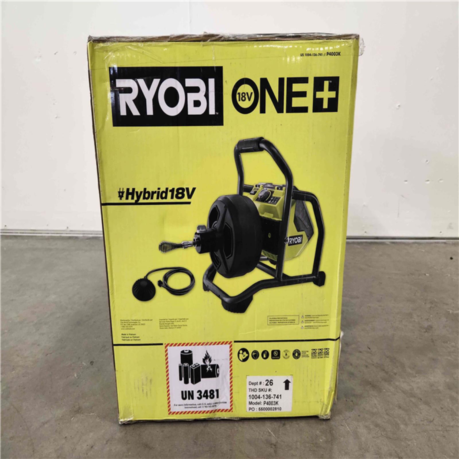 Phoenix Location NEW RYOBI ONE+ 18V Hybrid Drain Auger Kit with 50 ft. Cable, 2 Ah Battery, 18V