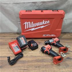 AS-IS MILWAUKEE M18 FUEL 18V Lithium-Ion Brushless Cordless Hammer Drill and Impact Driver Combo Kit (2-Tool) with 2 Batteries