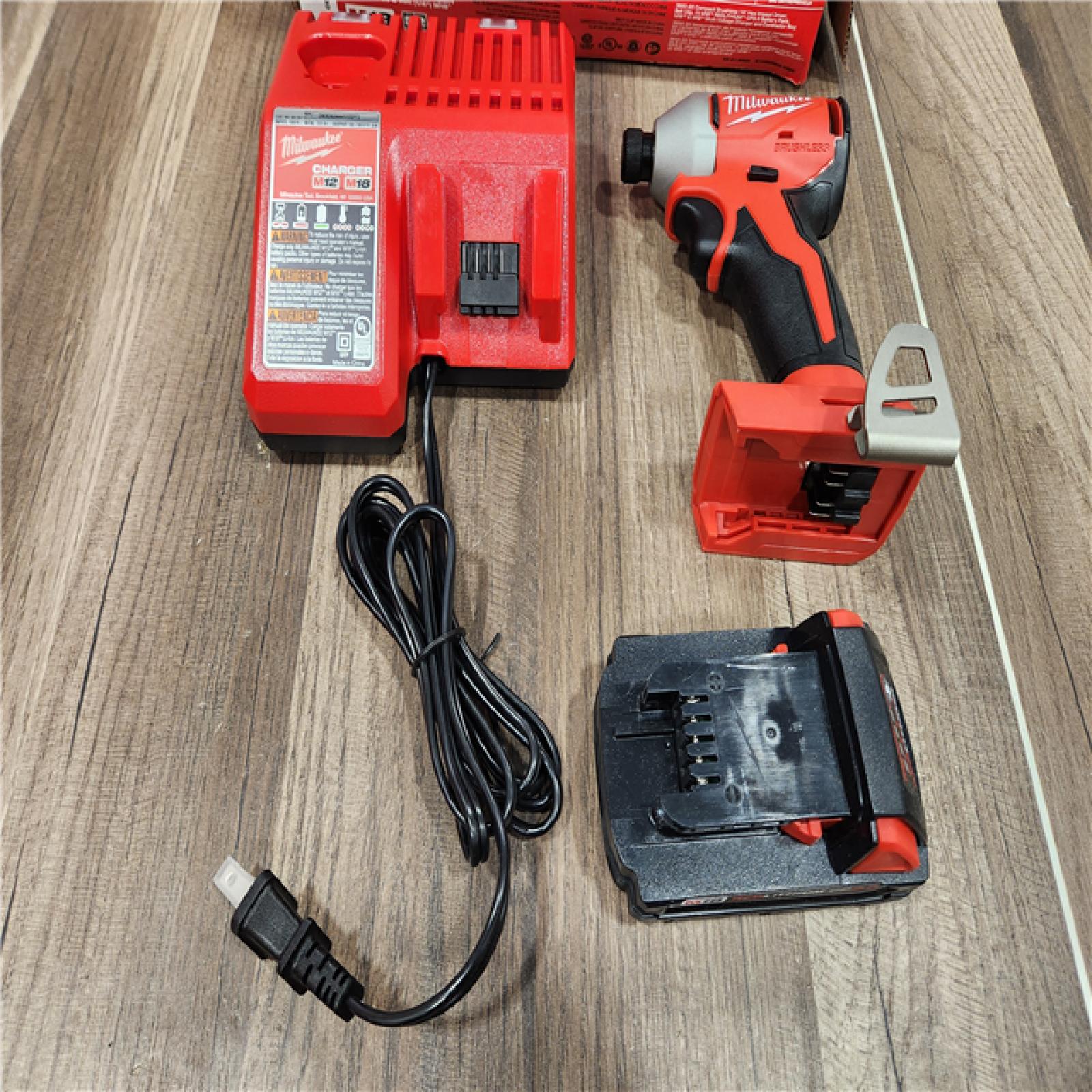 AS-IS Milwaukee M18 Compact Brushless 1/4  Hex Impact Driver Kit