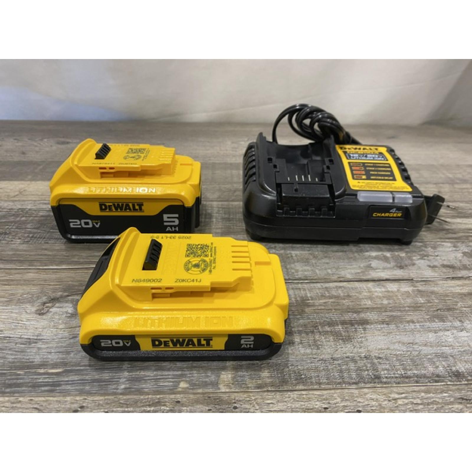 LIKE NEW - DEWALT 20V MAX Lithium-Ion Battery Kit with 5.0Ah and 2.0Ah Battery and Charger