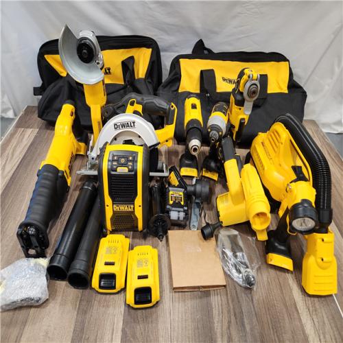 AS-IS - DEWALT 20V MAX Cordless 10 Tool Combo Kit with (2) 20V 2.0Ah Batteries, Charger, and Bag