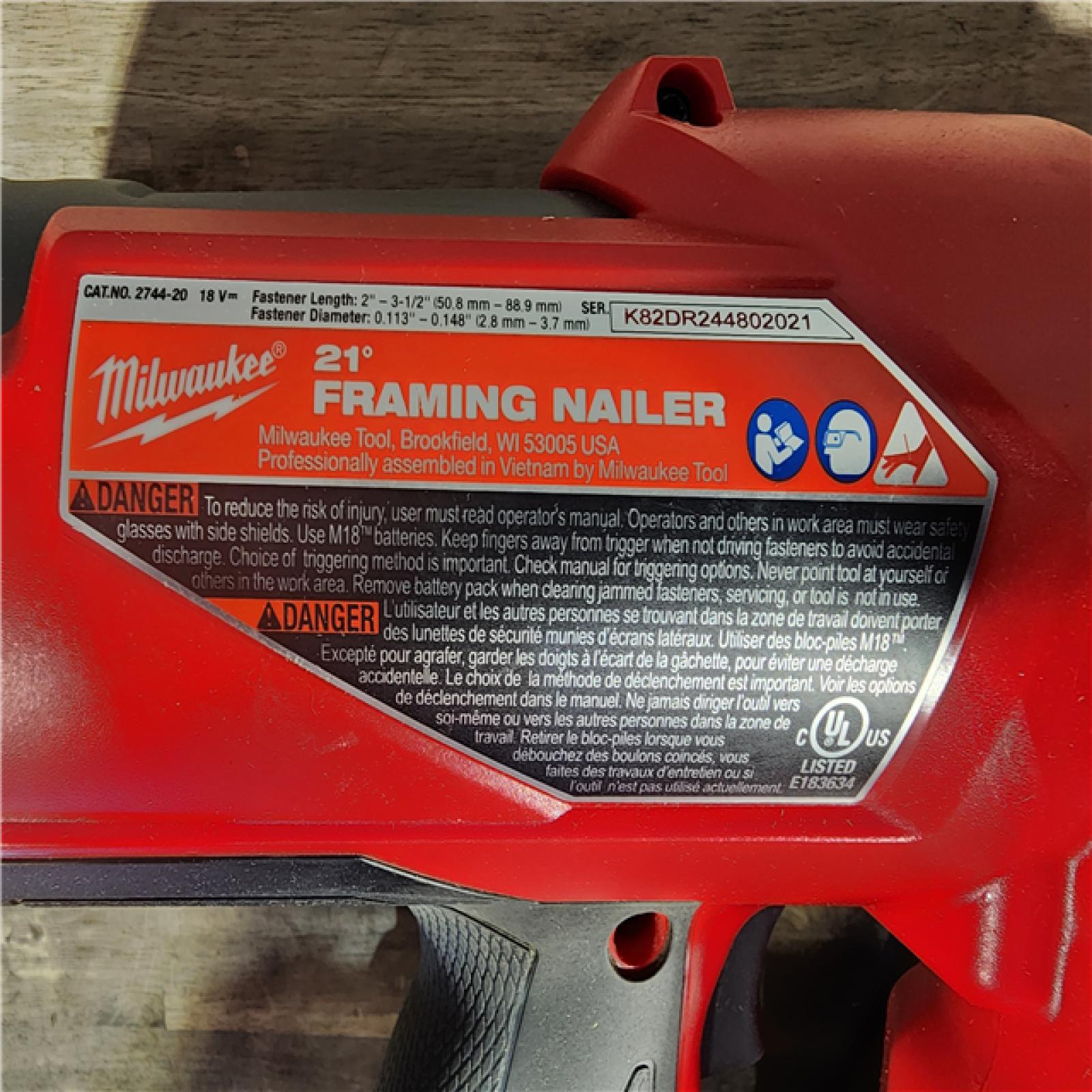 HOUSTON LOCATION - AS-IS Milwaukee 2744-20 M18 FUEL 3-1/2 in. 18-Volt 21-Degree Lithium-Ion Brushless Cordless Framing Nailer (Tool-Only)