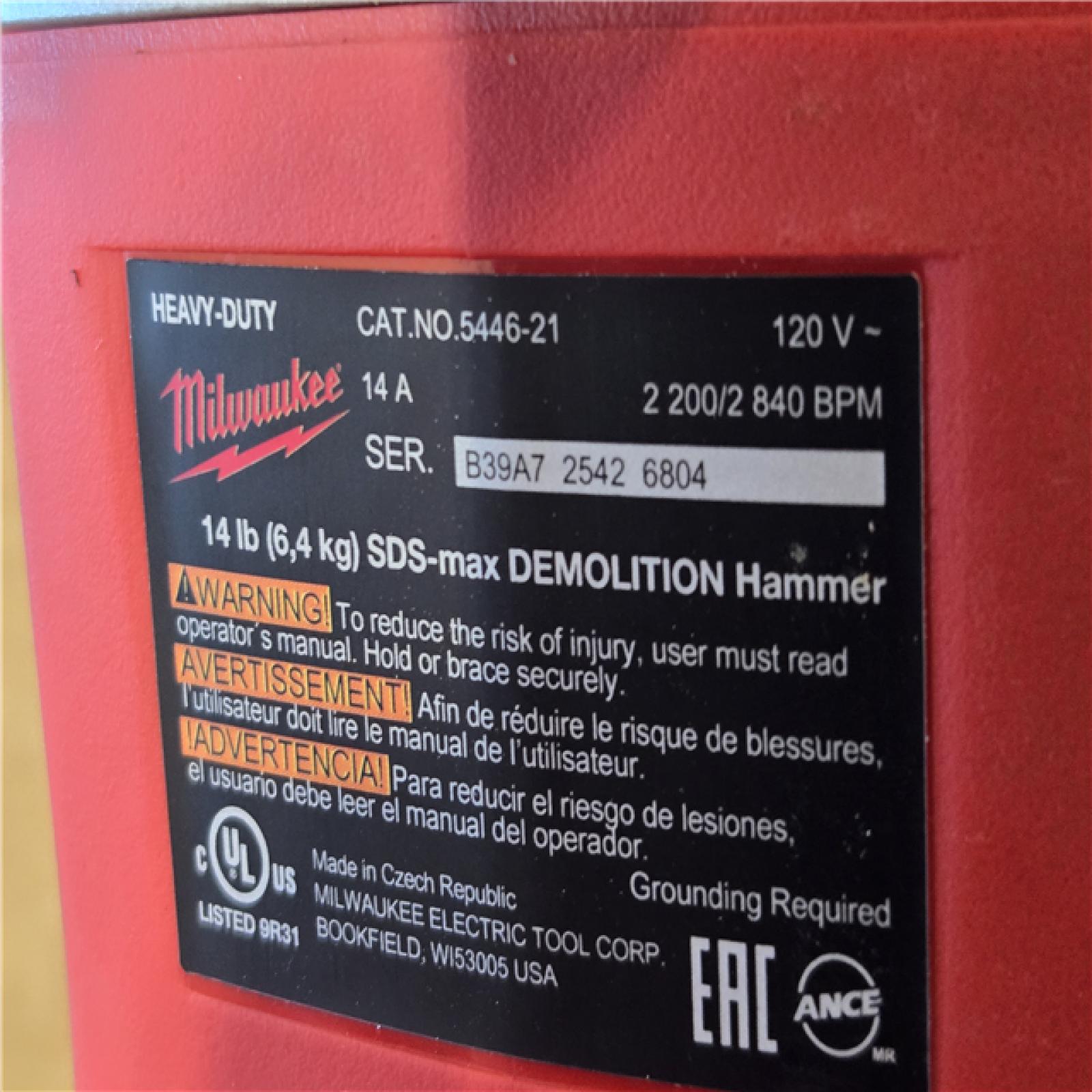 AS-IS Milwaukee 15 Amp 1-3/4 in. SDS-MAX Corded Combination Hammer