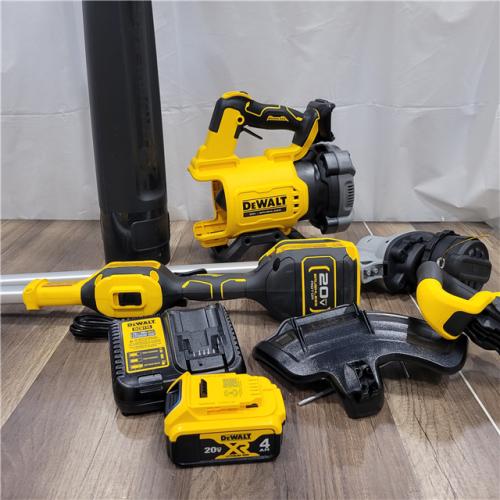 AS-IS  DEWALT 20V MAX Cordless Battery Powered String Trimmer & Blower Combo Kit with (1) 4 Ah Battery & Charger