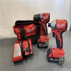AS-IS - Milwaukee M18 18-Volt Lithium-Ion Brushless Cordless Compact Hammer Drill/Impact Combo Kit