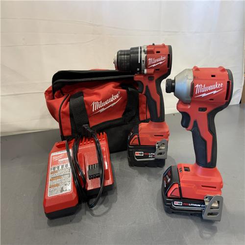 AS-IS - Milwaukee M18 18-Volt Lithium-Ion Brushless Cordless Compact Hammer Drill/Impact Combo Kit