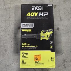 NEW!- RYOBI 40V HP Whisper Series 160 MPH 650 CFM Cordless Battery Leaf Blower Kit