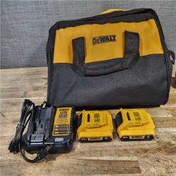 HOUSTON LOCATION - AS-IS DEWALT ATOMIC 20V MAX Cordless Brushless 3 Tool Combo Kit  (2) 2.0Ah Batteries  Charger  and Bag