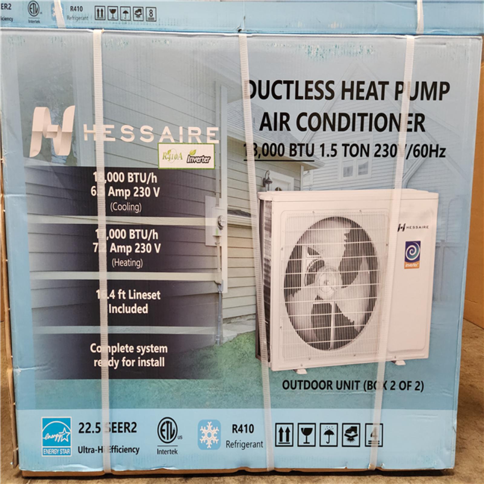 Phoenix Location NEW Hessaire DIY 22.5 SEER2 18,000 BTU Wi-Fi 1.5-Ton Ductless Mini Split Air Conditioner,Heat Pump, Variable Speed Inverter-208V/230V