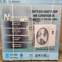 Phoenix Location NEW Hessaire DIY 22.5 SEER2 18,000 BTU Wi-Fi 1.5-Ton Ductless Mini Split Air Conditioner,Heat Pump, Variable Speed Inverter-208V/230V