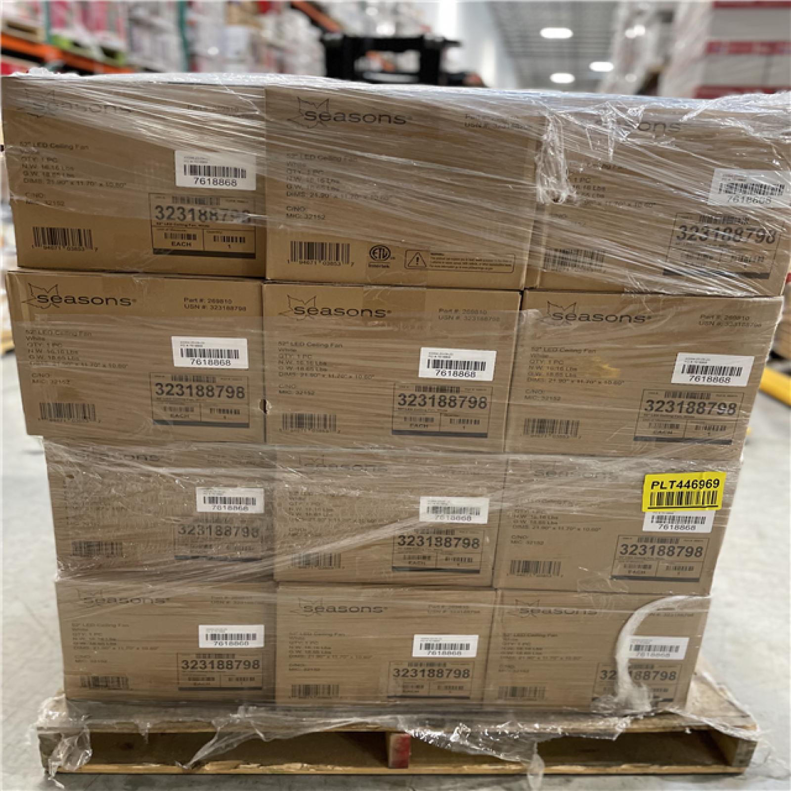 DALLAS LOCATION - SEASONS 52 LED CEILING FAN PALLET - (24 UNITS)