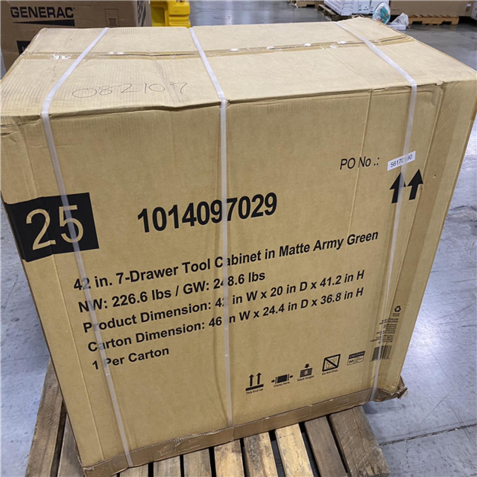 DALLAS LOCATION -  Husky Heavy-Duty 42 in. W 7-Drawer Matte Army Green Rolling Tool Cabinet