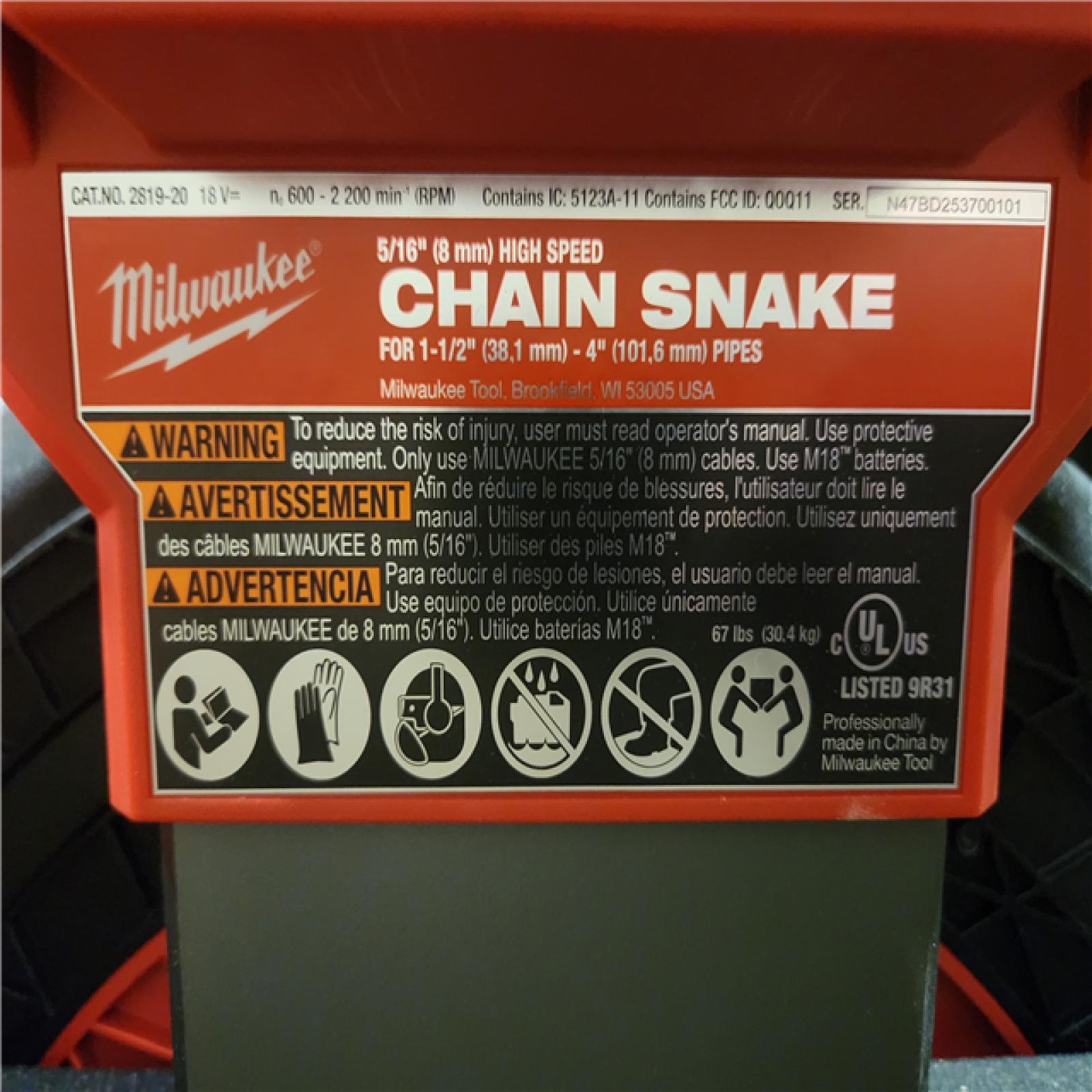 Phoenix NEW Milwaukee M18 18V Lithium-Ion Cordless High Speed Drain Cleaner with 5/16 in. x 75 ft. Cable (1-Battery ONLY)