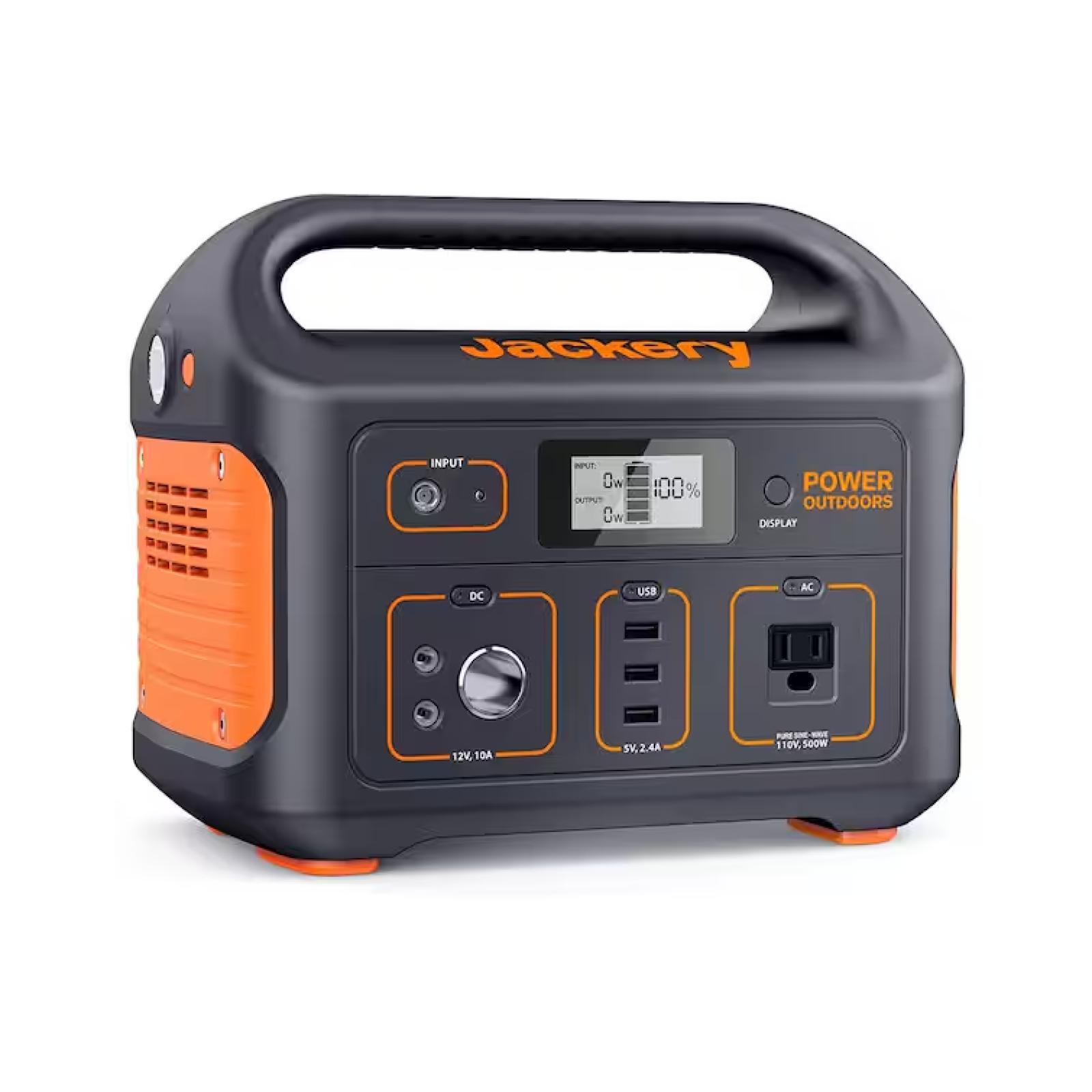 NEW! - Jackery 500-Watt Continuous/100-Watt Peak Output Power Station Explorer 550 Push Button Start Battery Generator for Outdoors