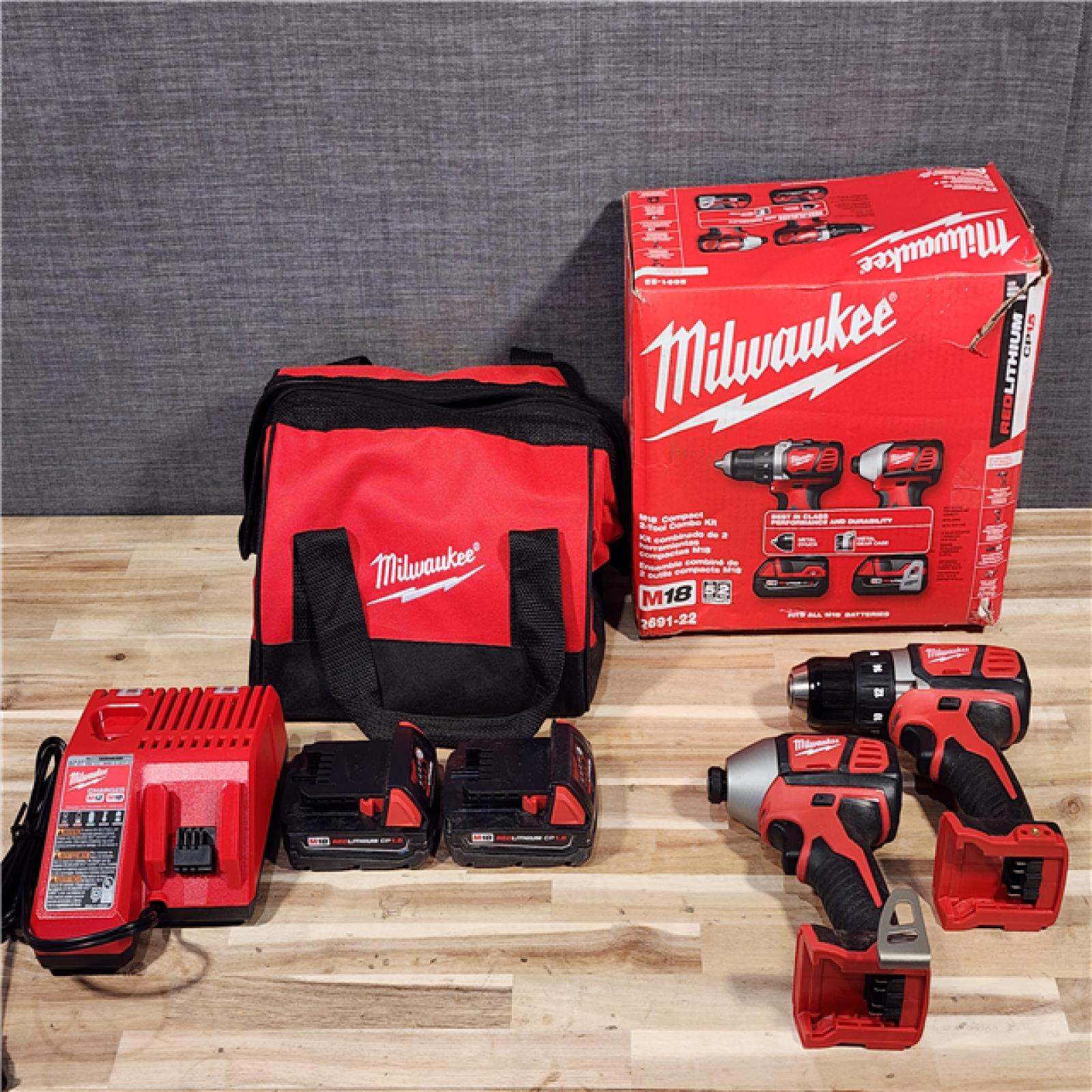 HOUSTON LOCATION - AS-IS Milwaukee M18 Brushed Cordless (2-Tool) Drill/Driver and Impact Driver Kit