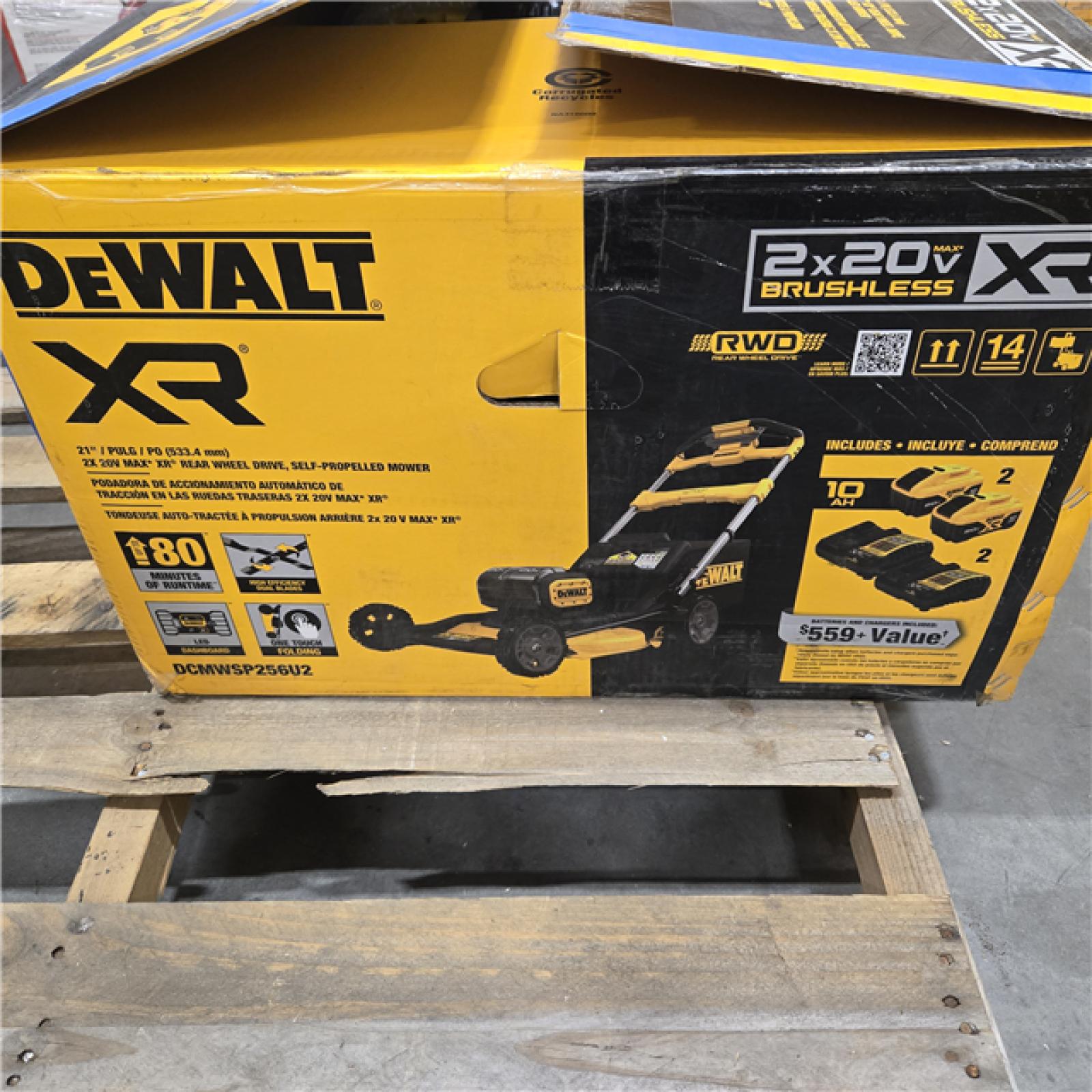 GOOD- DEWALT 2x20V MAX 21 in. Cordless Battery Powered Self Propelled Lawn Mower Kit with (2) 10 Ah Batteries and Chargers
