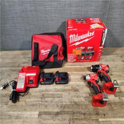 HOUSTON LOCATION - AS-IS Milwaukee M18 18V Lithium-Ion Brushless Cordless Compact Drill/Impact Combo Kit (2-Tool) W/(2) 2.0 Ah Batteries  Charger & Bag