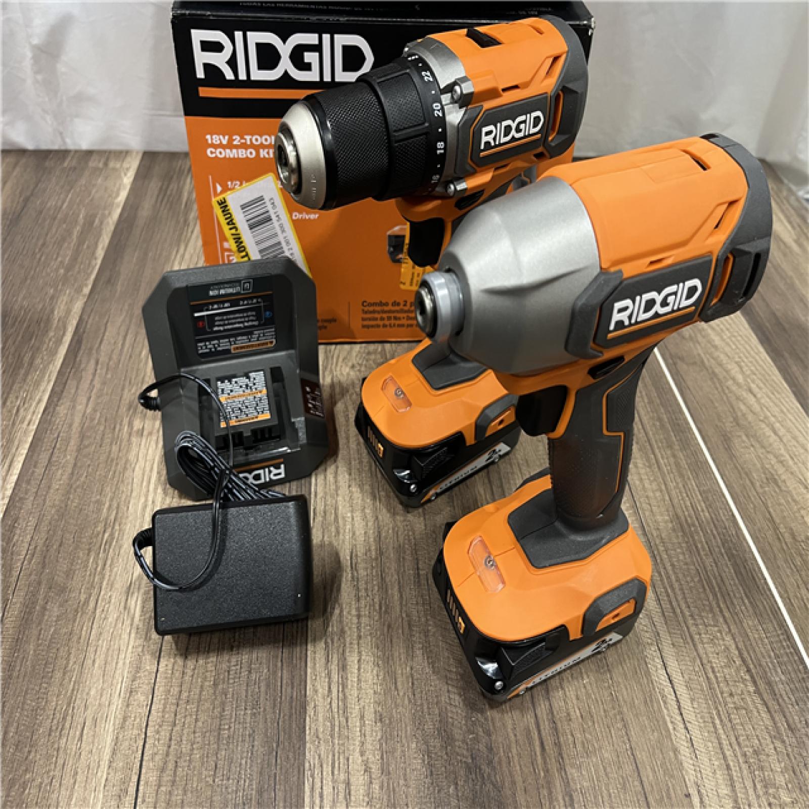 GOOD RIDGID 18v 2 Tool Combo Kit 1/2 Drill/Driver 1/4 Impact Driver