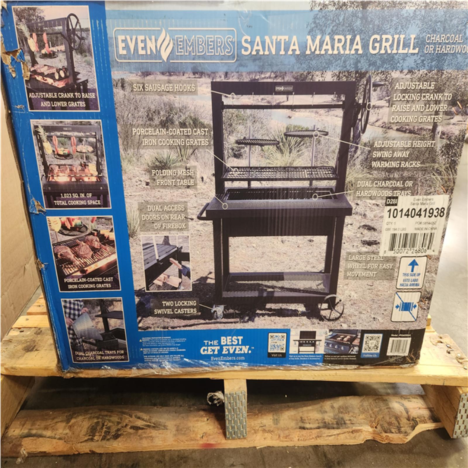 Phoenix NEW Even Embers 36 in. Santa Maria Charcoal and Wood Grill in Black with Cover Included