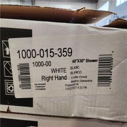 Phoenix Location NEW Bootz Industries Aloha ShowerCast 60 in. L x 30 in. W Alcove Shower Pan Base with Right Drain in White Pallet (9-Total)