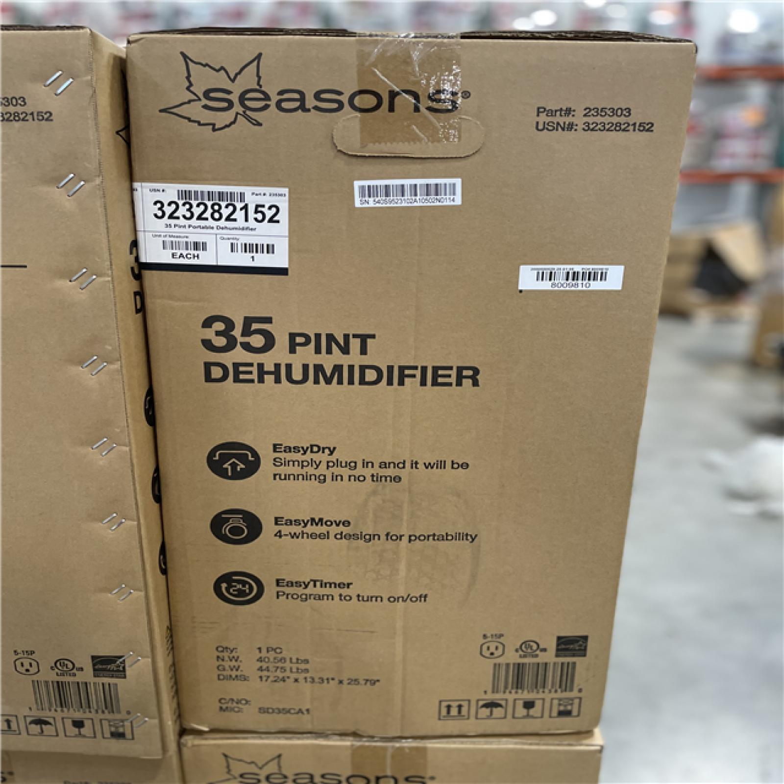 DALLAS LOCATION- SEASONS 35 PINT DEHUMIDIFIER PALLET (18 UNITS)