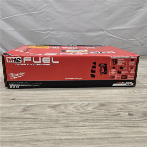 NEW! - Milwaukee 2505-22 M12 FUEL Lithium-Ion 3/8 in. Cordless Installation Drill Driver Kit (2 Ah)