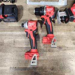 HOUSTON LOCATION - AS-IS Milwaukee M18 18-Volt Lithium-Ion Brushless Cordless Combo Kit (4-Tool) with 2-Batteries, 1-Charger and Tool Bag