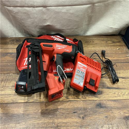 AS-IS Milwaukee M18 FUEL 18-Volt Lithium-Ion Brushless Cordless Gen II 16-Gauge Angled Finish Nailer Kit with 2.0Ah Battery and Charger