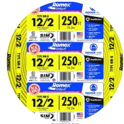 DALLAS LOCATION - Southwire 250 ft. 12/2 Solid Romex SIMpull CU NM-B W/G Wire PALLET-(18 UNITS)