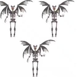 DALLAS LOCATION - AS-IS Home Accents Holiday 3-Pack 5 ft. Grave & Bones LED Ultra Pose-N-Stay Skeleton Demon