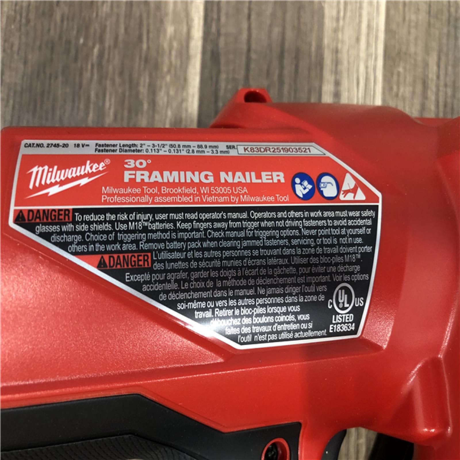 AS-IS Milwaukee FUEL 3-1/2 in. 18-Volt 30-Degree Lithium-Ion Brushless Cordless Framing Nailer (Tool-Only)