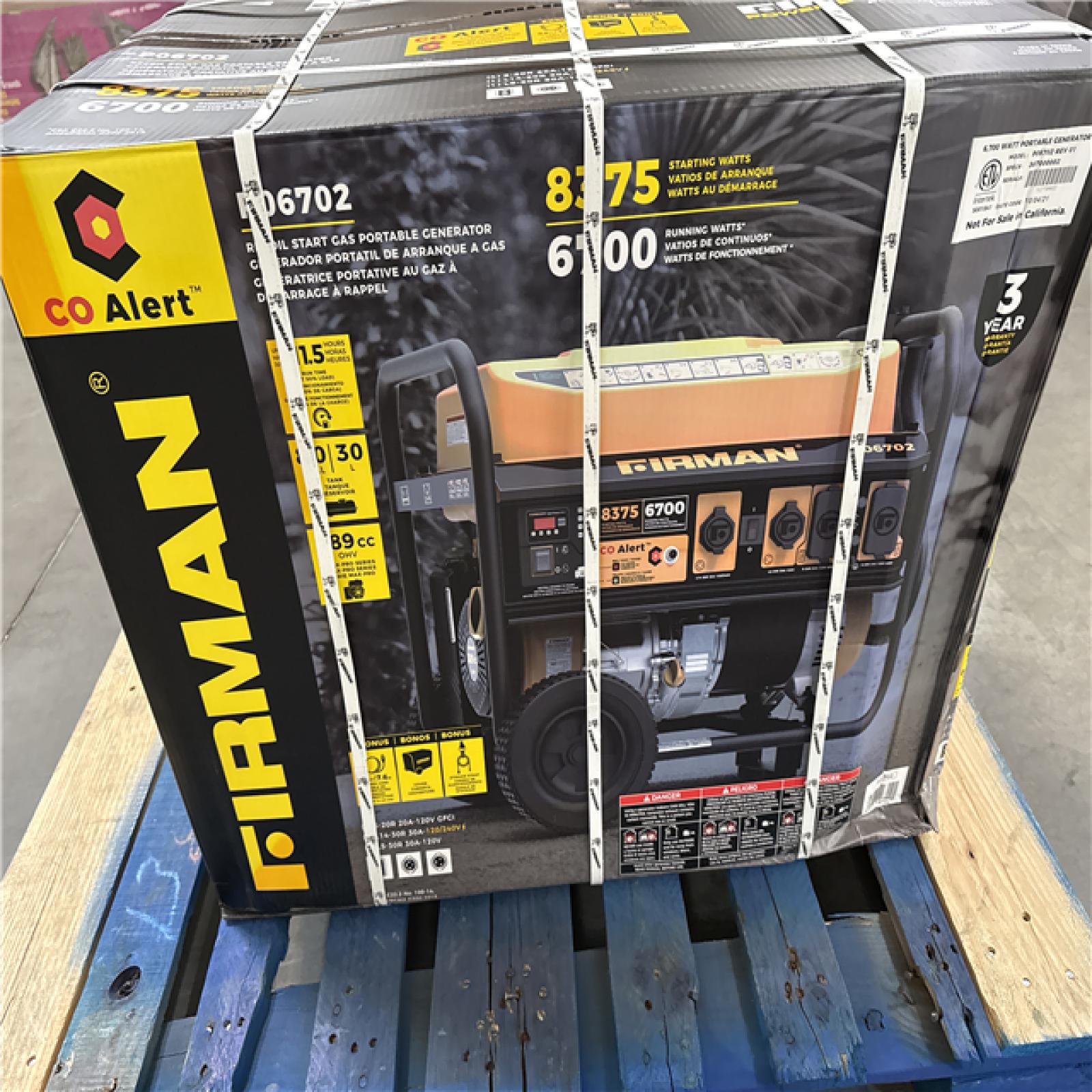 California NEW Firman Recoil Start Gas Portable Generator