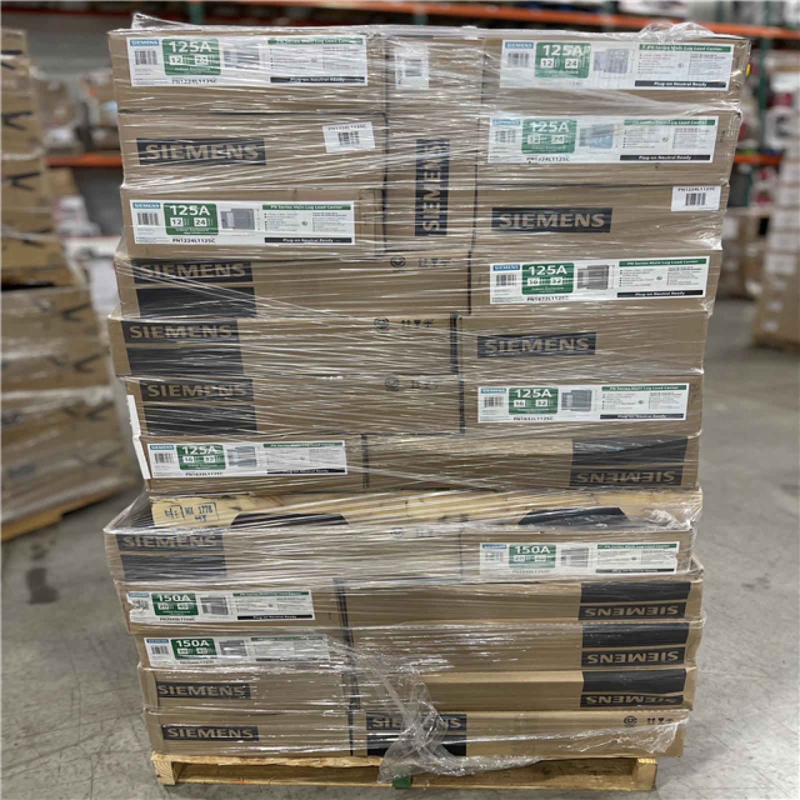 DALLAS LOCATION- Siemens PN Series 125 Amp 16-Space 32-Circuit Main Lug Plug-On Neutral Load Center Indoor with Copper Bus PALLET-(45 UNITS)