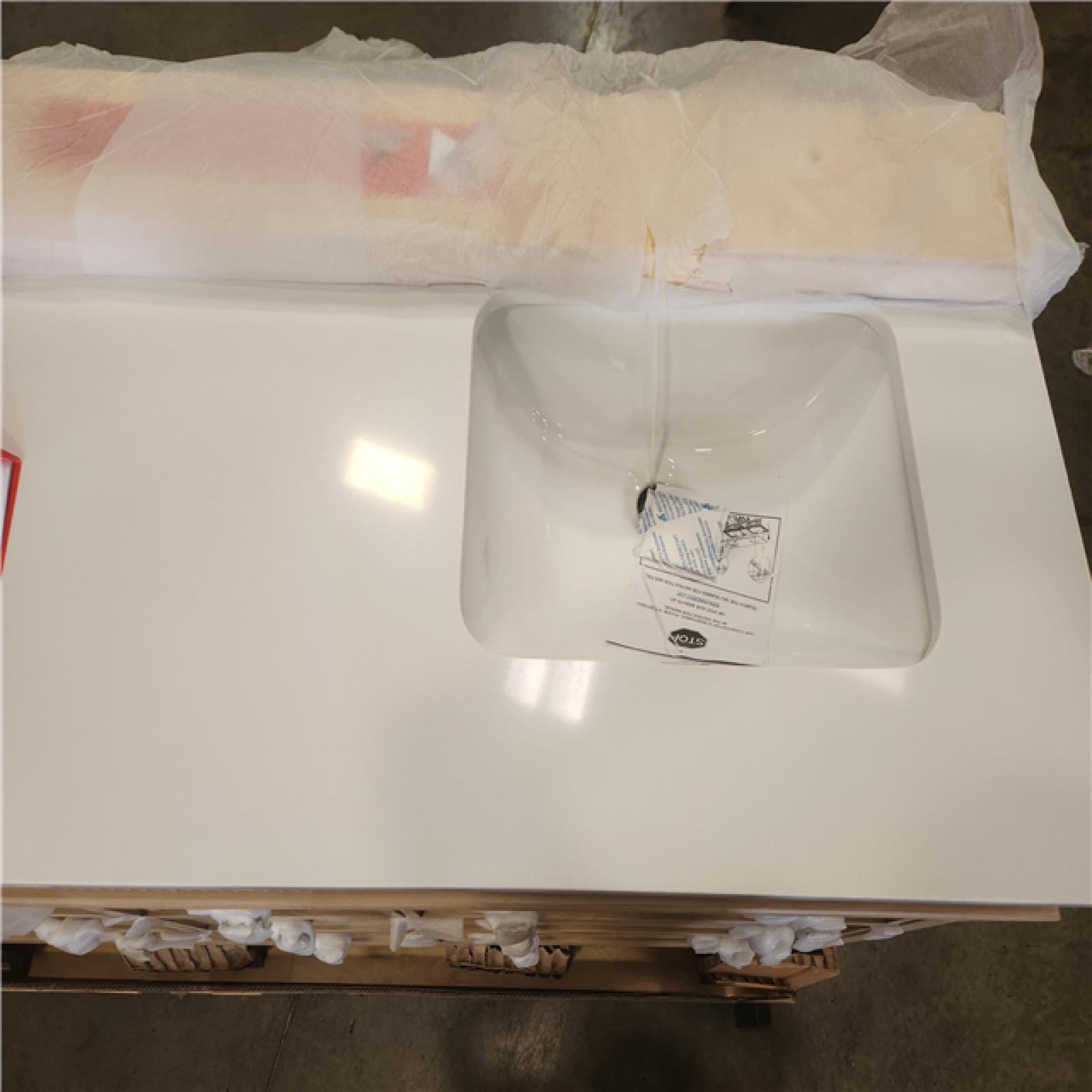 Phoenix NEW Home Decorators Collection Danby 60 in. Double Sink Platinum Oak Bath Vanity with White Engineered Marble Top (Assembled)