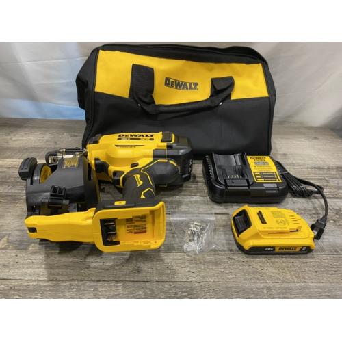 AS-IS DEWALT 20V MAX Lithium-Ion 15-Degree Electric Cordless Roofing Nailer Kit