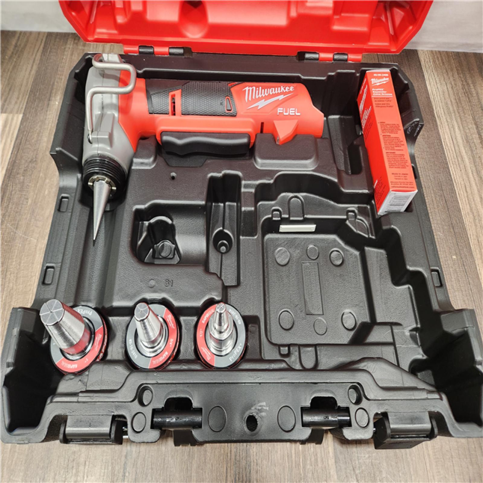 AS-IS- MILWAUKEE M12 FUEL ProPEX Expander Tool with 1/2 in. - 1 in. RAPID SEAL ProPEX Expander Heads