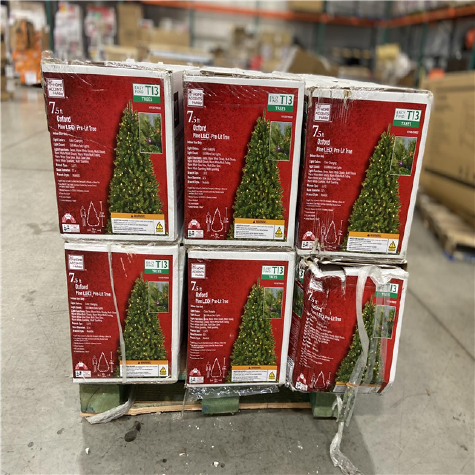 DALLAS LOCATION - Home Accents Holiday 7.5 ft. Oxford Pine LED Pre-Lit Artificial Christmas Tree T13 - 6 UNITS - RETAIL- $594