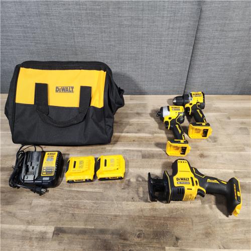 HOUSTON LOCATION - AS-IS DeWalt 20V MAX ATOMIC Cordless Brushless 3 Tool Combo Kit