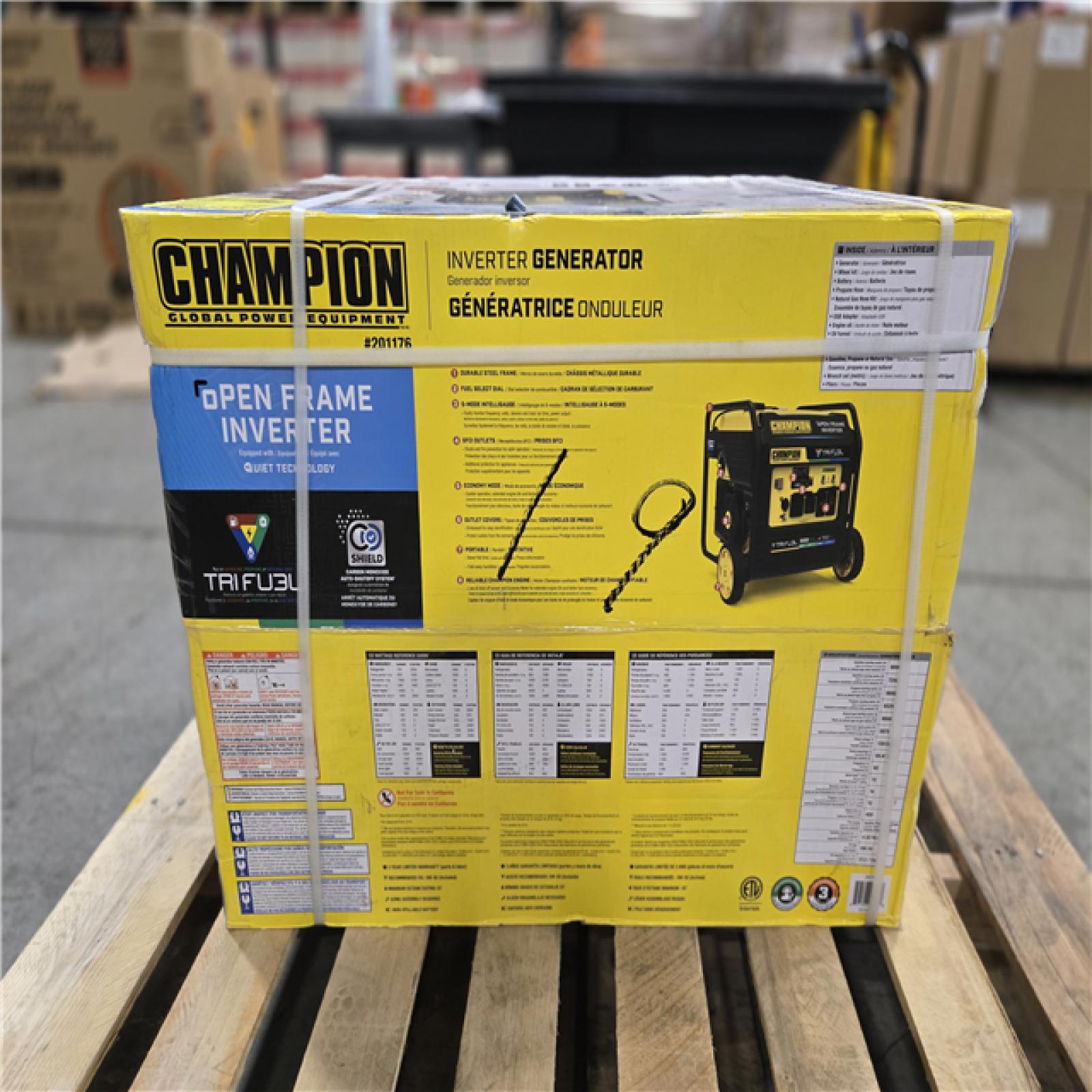 DALLAS LOCATION - Champion Power Equipment 9000-Watt Electric Start Tri Fuel 49 State Home Backup Portable Open Frame Inverter Generator with Quiet Technology