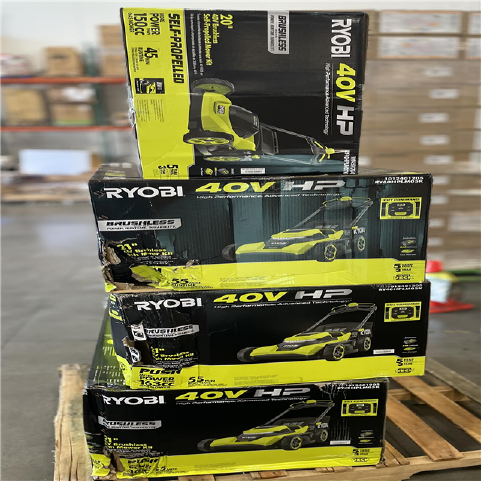 DALLAS LOCATION- AS-IS RYOBI 40V HP Brushless 21 in. Cordless Mower with 8.0 Ah Battery and Charger (4 UNITS)