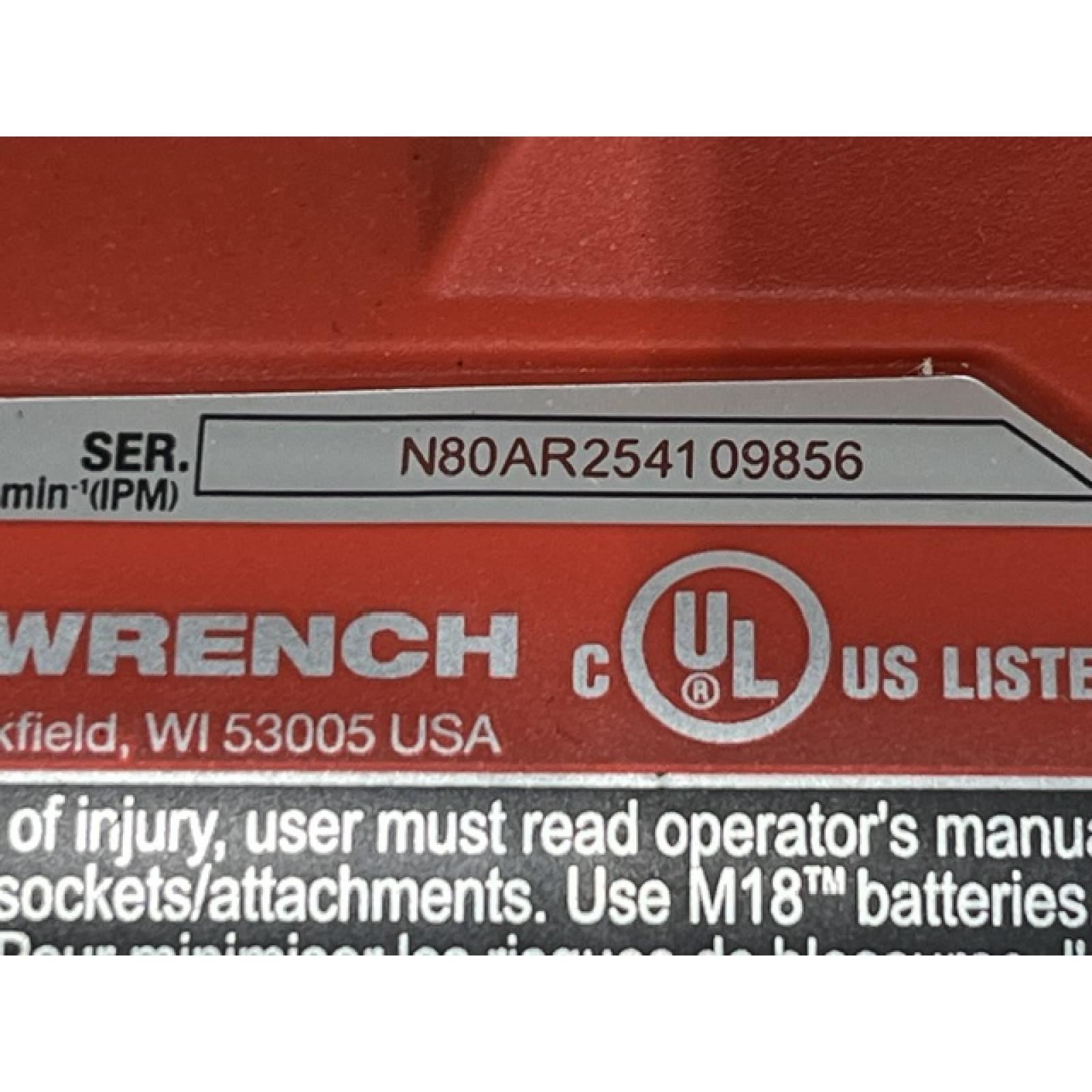 AS-IS Milwaukee FUEL 18V Lithium-Ion Brushless Cordless 1/2 in. Impact Wrench w/Friction Ring Kit