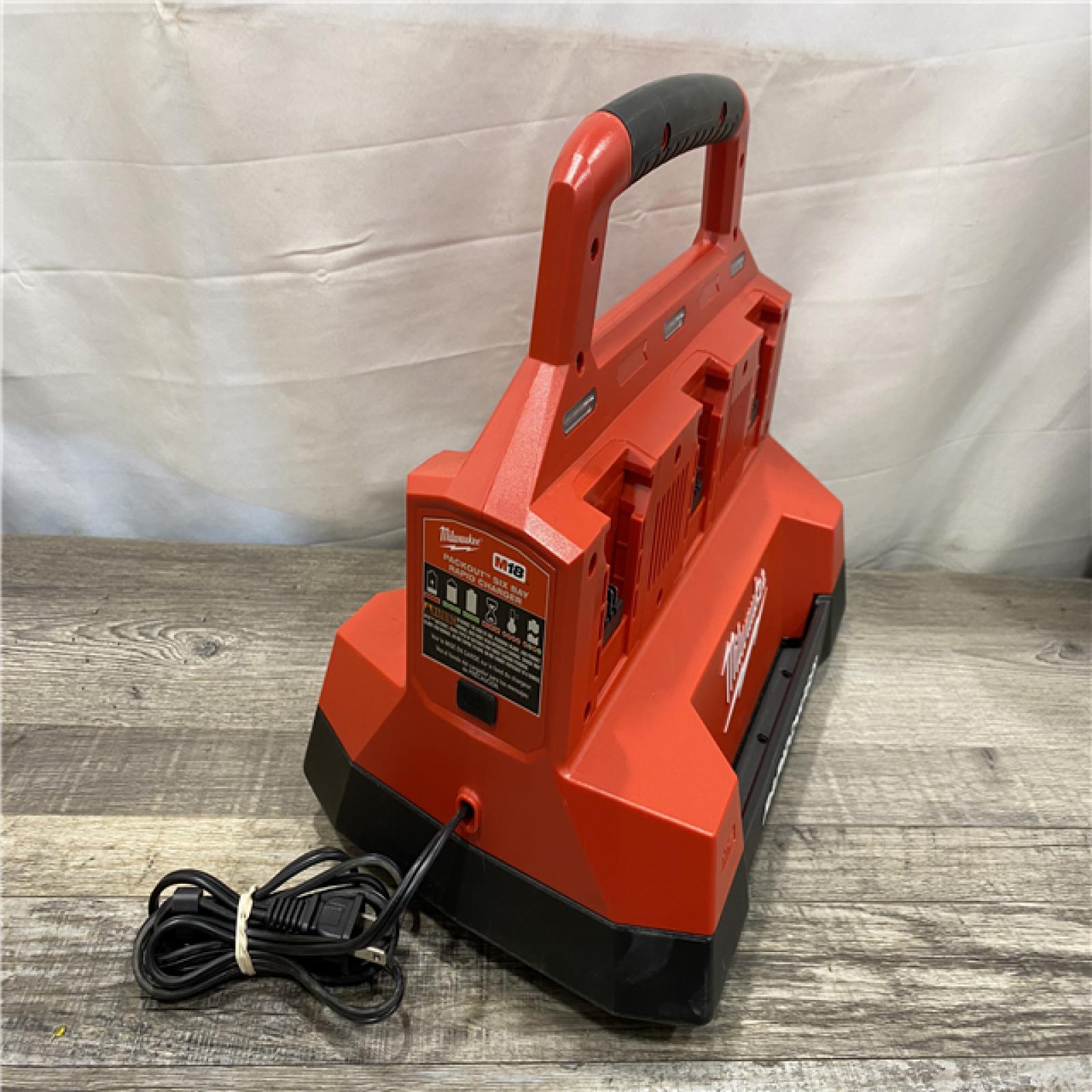 AS-IS Milwaukee 18-Volt Lithium-Ion Battery Pack (2) 5.0Ah and High Output Battery Pack (2) 6.0Ah with PACKOUT 6-Port Rapid Charger