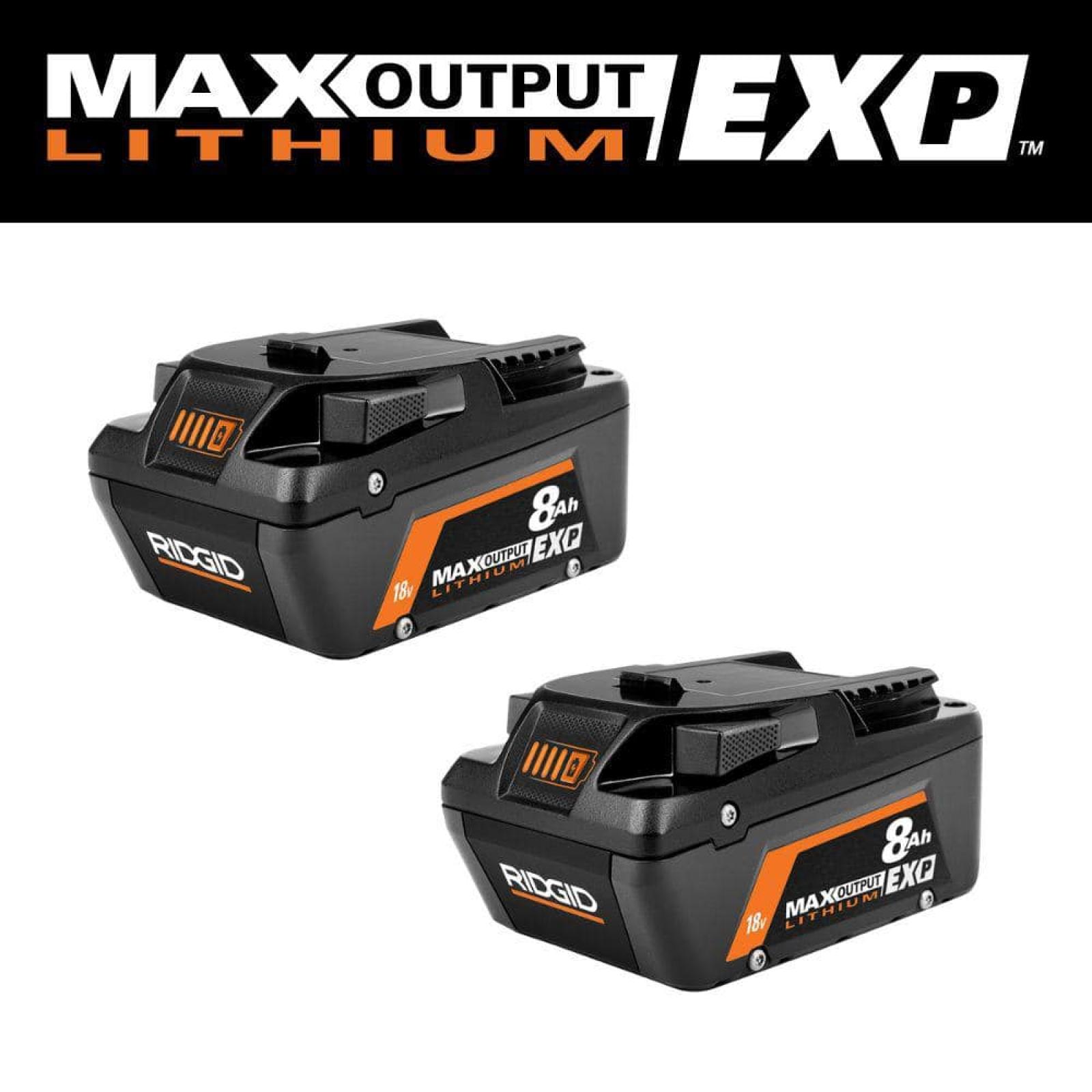 RIDGID NEW!  18V 8.0 Ah Max Output EXP Lithium-Ion Battery (2-Pack)