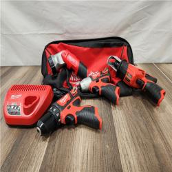 AS-IS - Milwaukee M12 12V Brushed Cordless (4-Tool) Combo Kit