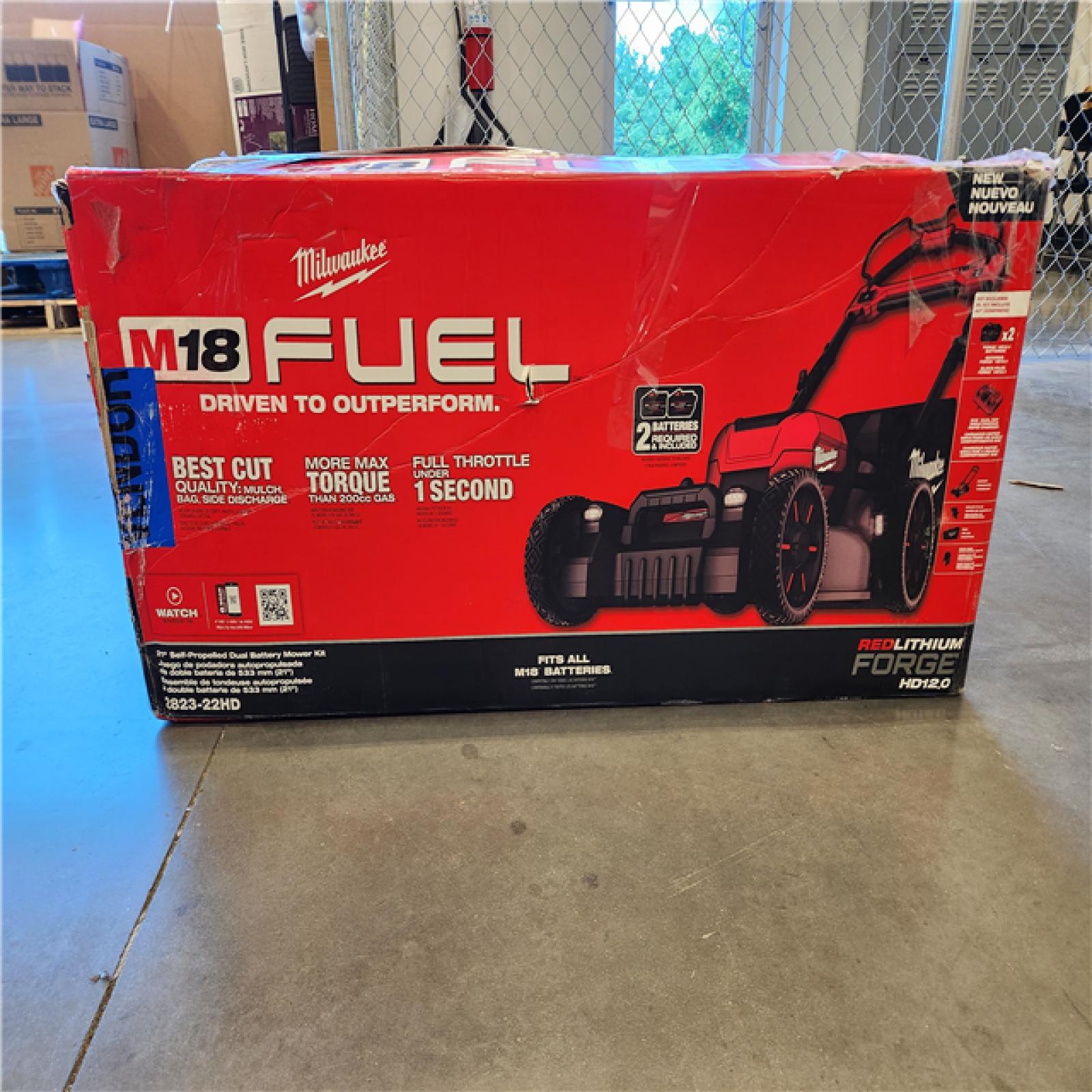 AS-IS- Milwaukee M18 FUEL Brushless Cordless 21 in. Walk Behind Dual Battery Self-Propelled Mower Kit