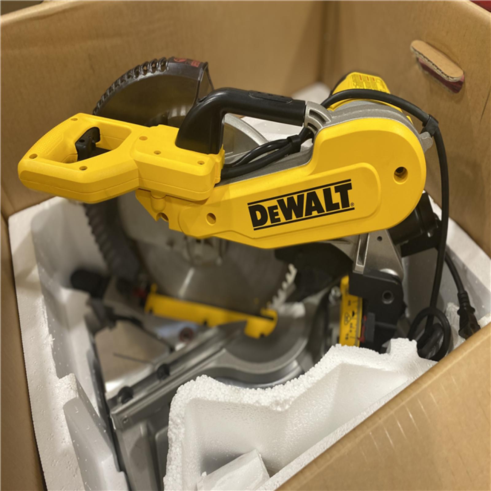 As-Is-  DeWalt 15 Amp Corded 12 in. Compound Double Bevel Miter Saw