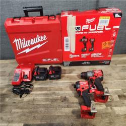 HOUSTON LOCATION - AS-IS (APPEARS LIKE NEW) MILWAUKEE FUEL 18V Lithium-Ion Brushless Cordless Hammer Drill and Impact Driver Combo Kit (2-Tool) with 2 Batteries